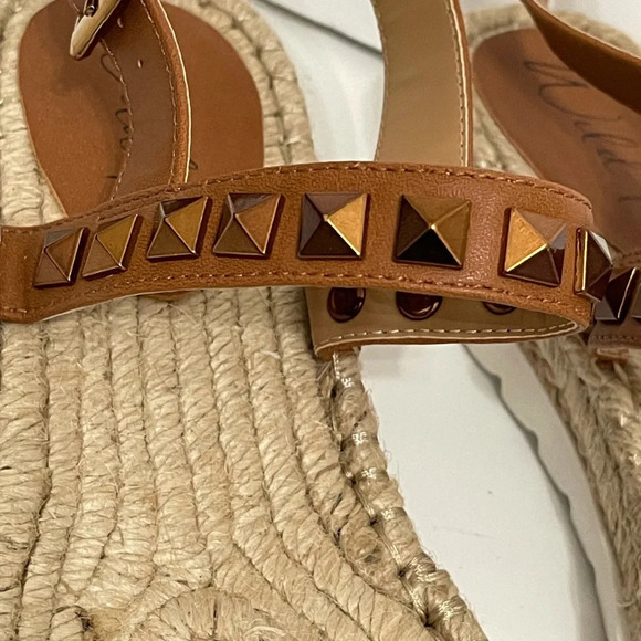 WILD PAIR Studded Espadrille wedge Sandals metallic cognac brown size 7.5 - Picture 8 of 16
